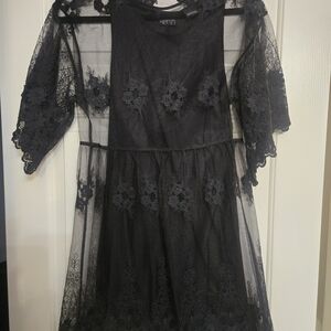 Kersh Elegant Black Lace Dress